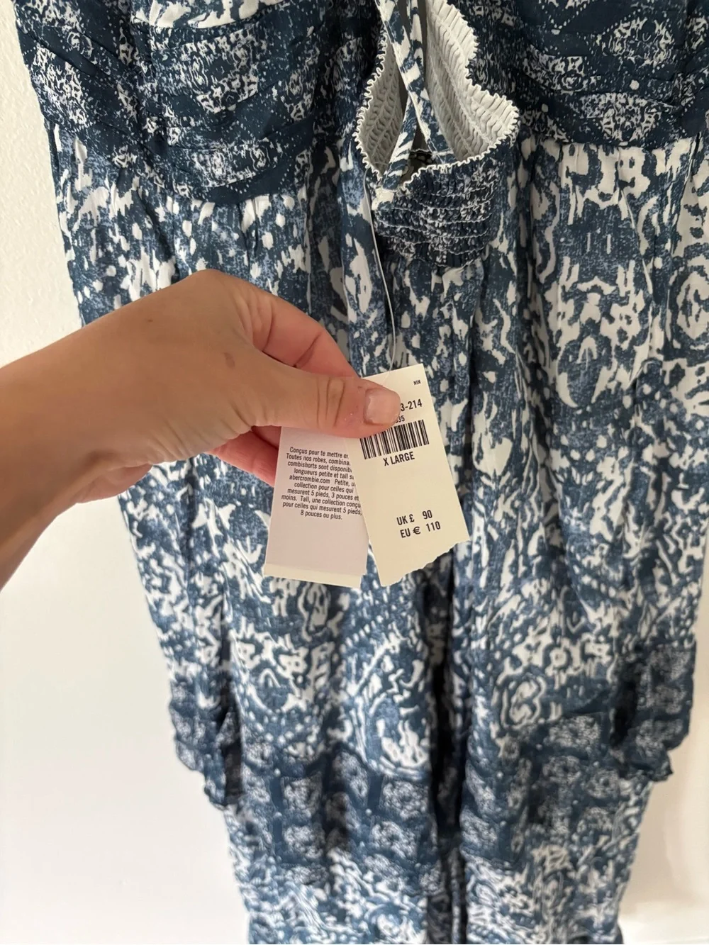 Abercrombie & Fitch Blue Paisley Bra-Free Tie Back Spaghetti Strap Maxi Dress XL
